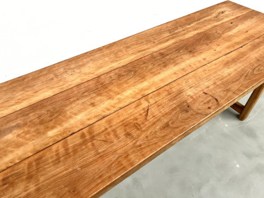 Grande table de ferme brutaliste en hêtre, vue 6