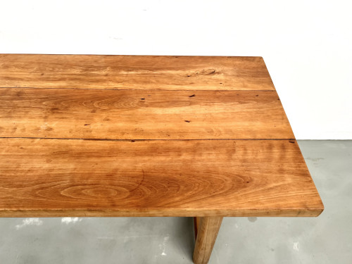 Grande table de ferme brutaliste en hêtre, vue 7
