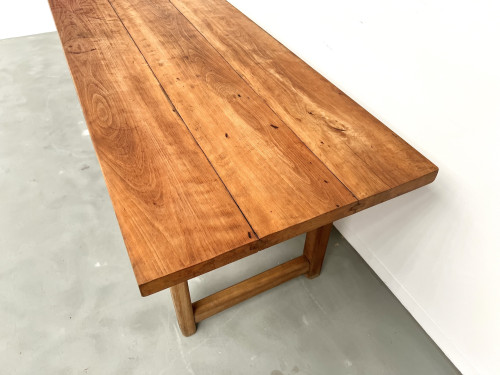 Grande table de ferme brutaliste en hêtre, vue 8