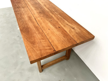 Grande table de ferme brutaliste en hêtre, vue 8