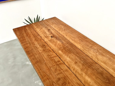 Grande table de ferme brutaliste en hêtre, vue 10