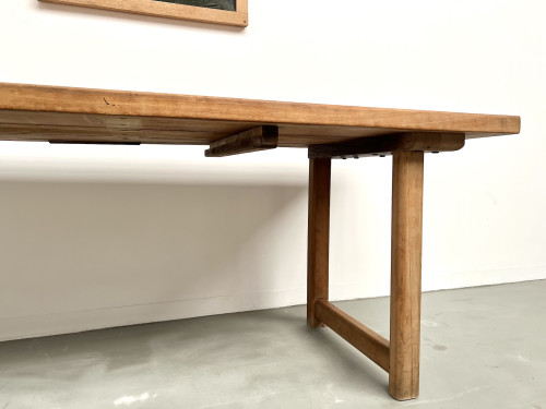 Grande table de ferme brutaliste en hêtre, vue 12