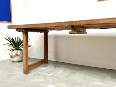 Grande table de ferme brutaliste en hêtre, vue 13