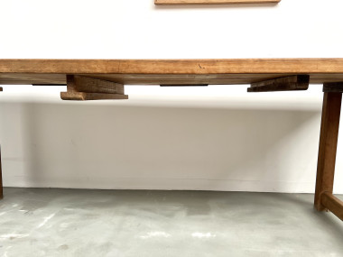 Grande table de ferme brutaliste en hêtre, vue 14