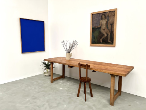 Grande table de ferme brutaliste en hêtre, vue 17