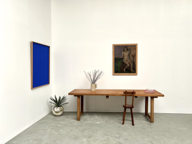 Grande table de ferme brutaliste en hêtre, vue 18