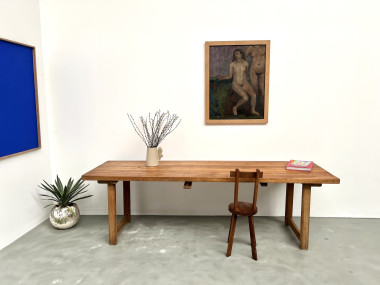 Grande table de ferme brutaliste en hêtre, vue 19