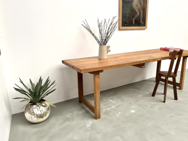 Grande table de ferme brutaliste en hêtre, vue 20