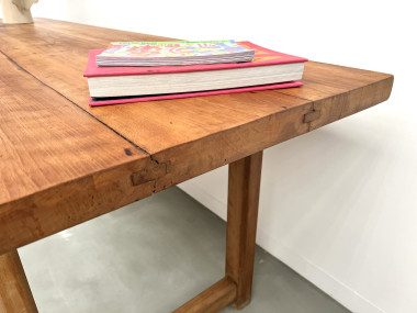 Grande table de ferme brutaliste en hêtre, vue 21