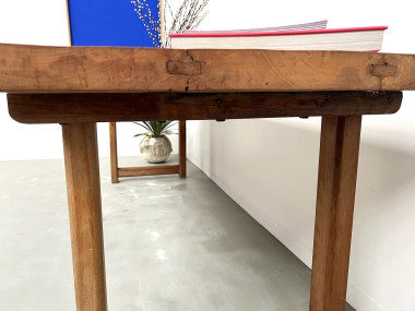 Grande table de ferme brutaliste en hêtre, vue 22
