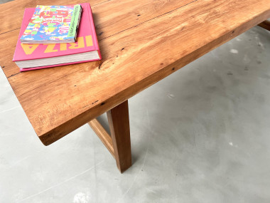 Grande table de ferme brutaliste en hêtre, vue 25