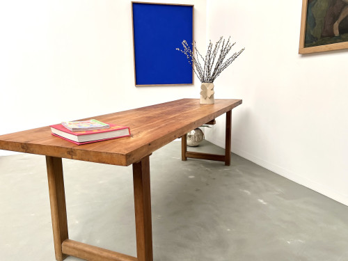 Grande table de ferme brutaliste en hêtre, vue 26