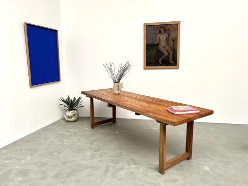 Grande table de ferme brutaliste en hêtre, vue 27