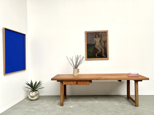 Grande table de ferme brutaliste en hêtre, vue 28