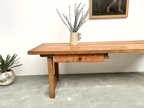 Grande table de ferme brutaliste en hêtre, vue 29