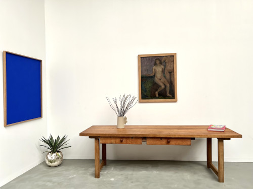 Grande table de ferme brutaliste en hêtre, vue 30