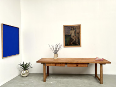 Grande table de ferme brutaliste en hêtre, vue 30