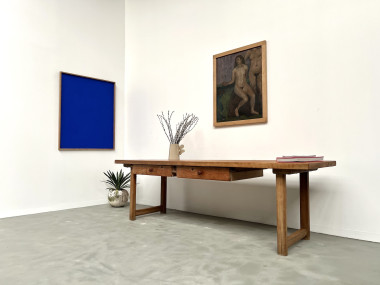 Grande table de ferme brutaliste en hêtre, vue 33