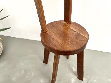 Chaise brutaliste en chêne massif, 1900, vue 4