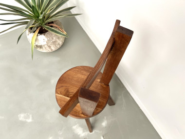 Chaise brutaliste en chêne massif, 1900, vue 11