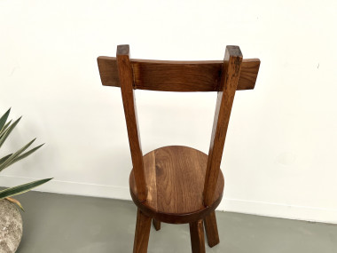 Chaise brutaliste en chêne massif, 1900, vue 12
