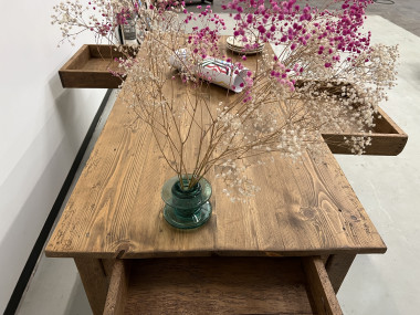 Table de ferme ancienne aux pieds fuseaux, XIXème siècle, vue 32