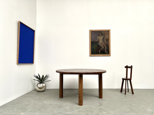 Table ronde en chêne massif – Pièce unique, circa 1900, vue 3