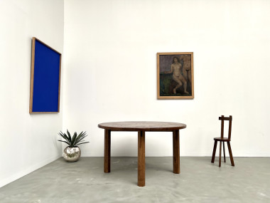 Table ronde en chêne massif – Pièce unique, circa 1900, vue 3