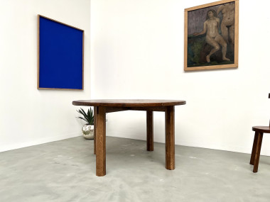 Table ronde en chêne massif – Pièce unique, circa 1900, vue 4