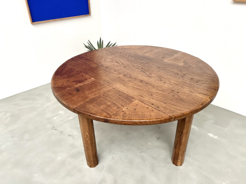 Table ronde en chêne massif – Pièce unique, circa 1900, vue 5