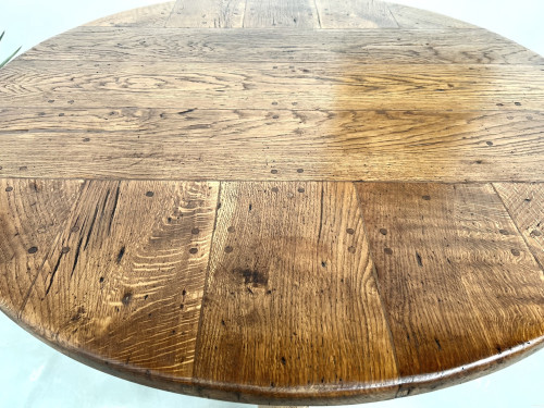 Table ronde en chêne massif – Pièce unique, circa 1900, vue 8