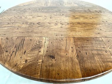 Table ronde en chêne massif – Pièce unique, circa 1900, vue 8