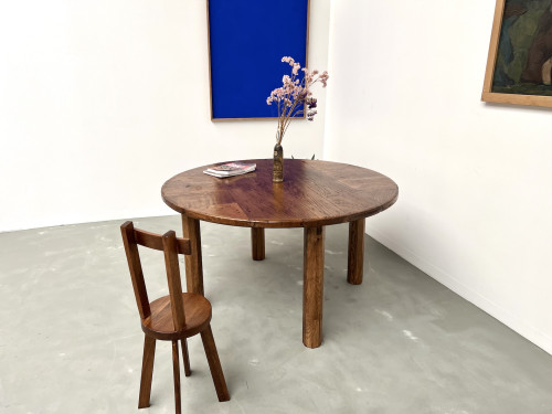 Table ronde en chêne massif – Pièce unique, circa 1900, vue 12