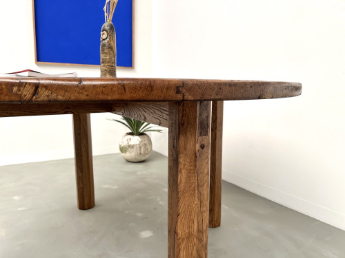 Table ronde en chêne massif – Pièce unique, circa 1900, vue 14