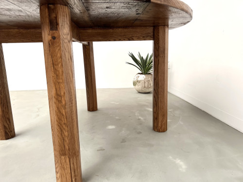 Table ronde en chêne massif – Pièce unique, circa 1900, vue 16