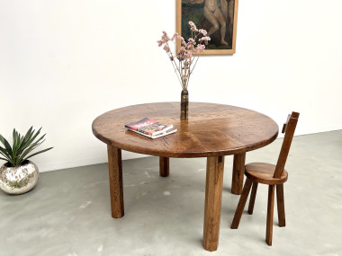 Table ronde en chêne massif – Pièce unique, circa 1900, vue 23