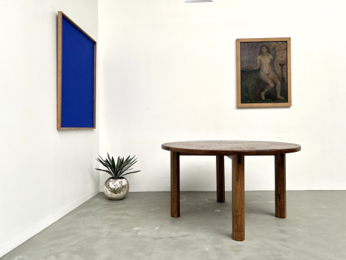 Table ronde en chêne massif – Pièce unique, circa 1900, vue 30