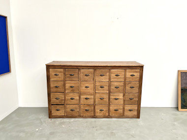 Meuble de métier vintage à 24 tiroirs en pin massif – années 50, vue 2