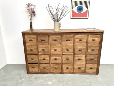 Meuble de métier vintage à 24 tiroirs en pin massif – années 50, vue 4
