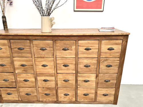 Meuble de métier vintage à 24 tiroirs en pin massif – années 50, vue 5