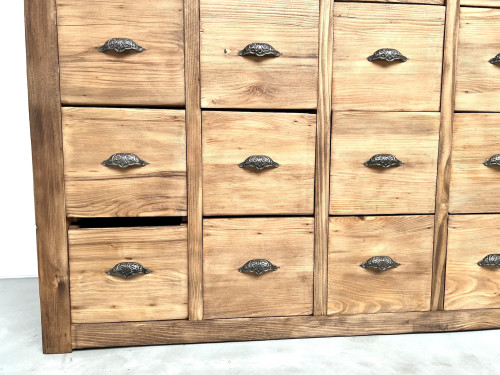 Meuble de métier vintage à 24 tiroirs en pin massif – années 50, vue 10