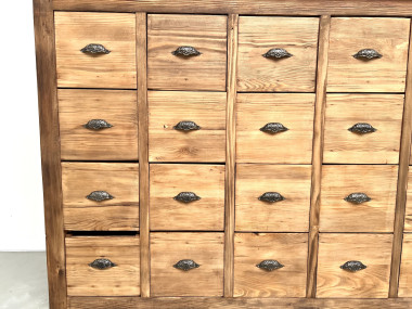 Meuble de métier vintage à 24 tiroirs en pin massif – années 50, vue 11