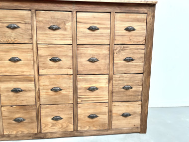 Meuble de métier vintage à 24 tiroirs en pin massif – années 50, vue 12