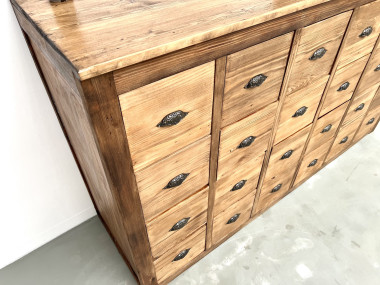 Meuble de métier vintage à 24 tiroirs en pin massif – années 50, vue 25