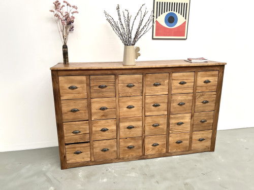 Meuble de métier vintage à 24 tiroirs en pin massif – années 50, vue 26