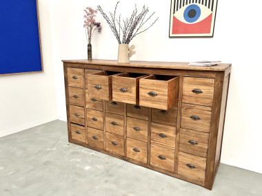 Meuble de métier vintage à 24 tiroirs en pin massif – années 50, vue 29