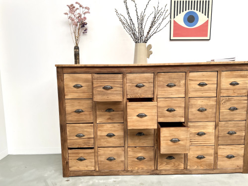 Meuble de métier vintage à 24 tiroirs en pin massif – années 50, vue 31