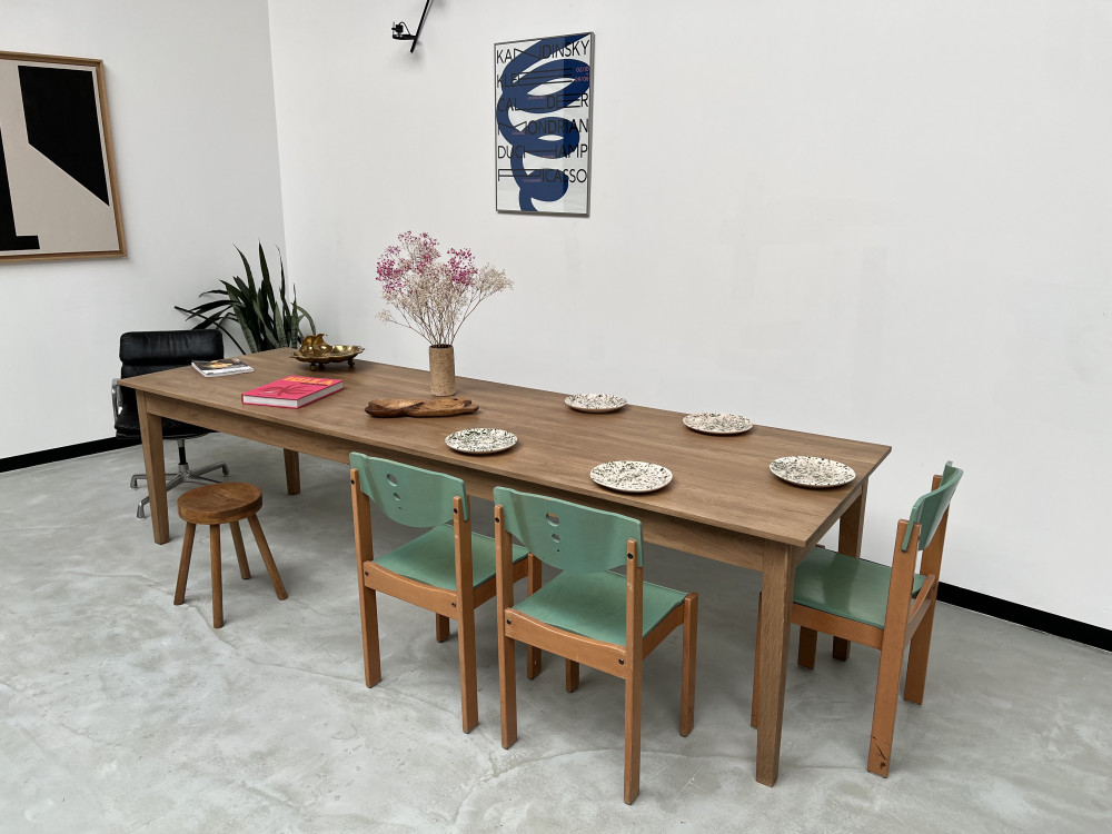 Grande table de ferme 300 X 90 cm "medium oak", vue 1
