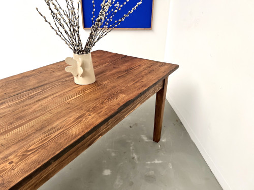Grande table de ferme en pin, circa 1970, vue 24