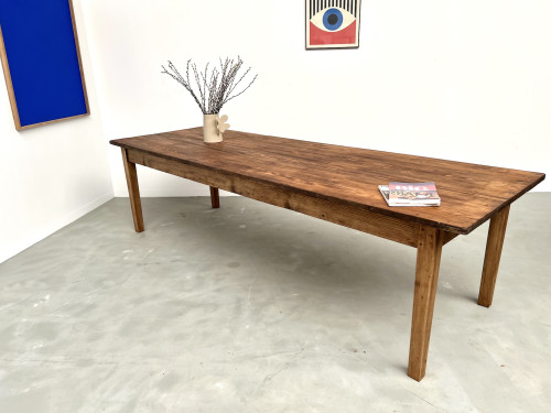 Grande table de ferme en pin, circa 1970, vue 30